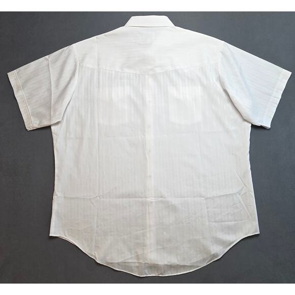 Fly Cattleman Western Pearl Snap Shirt 18.5 Mens XXL 2X Solid White Short Sleeve - Picture 7 of 9